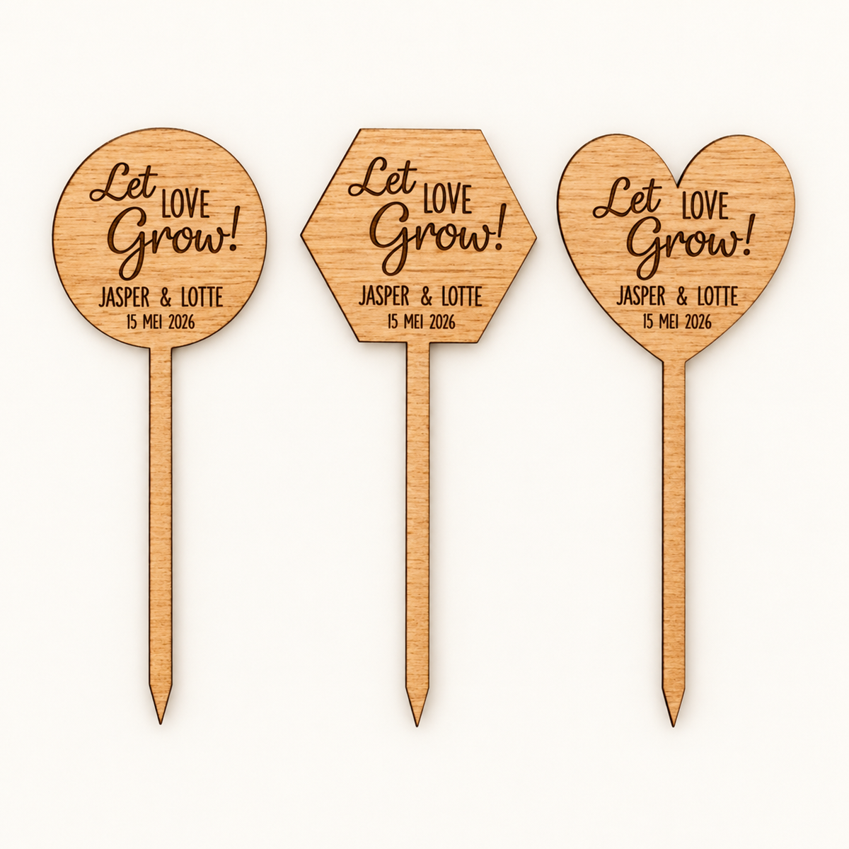 Houten plantenstekers voor je bruiloft – Let Love Grow
