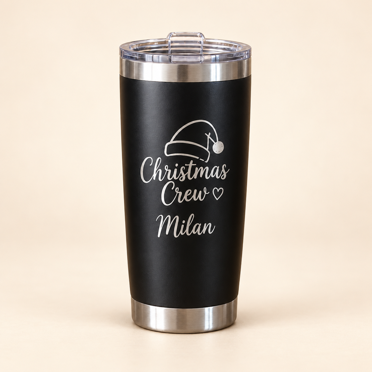 Zwarte kerstbeker met naam – 500 ml