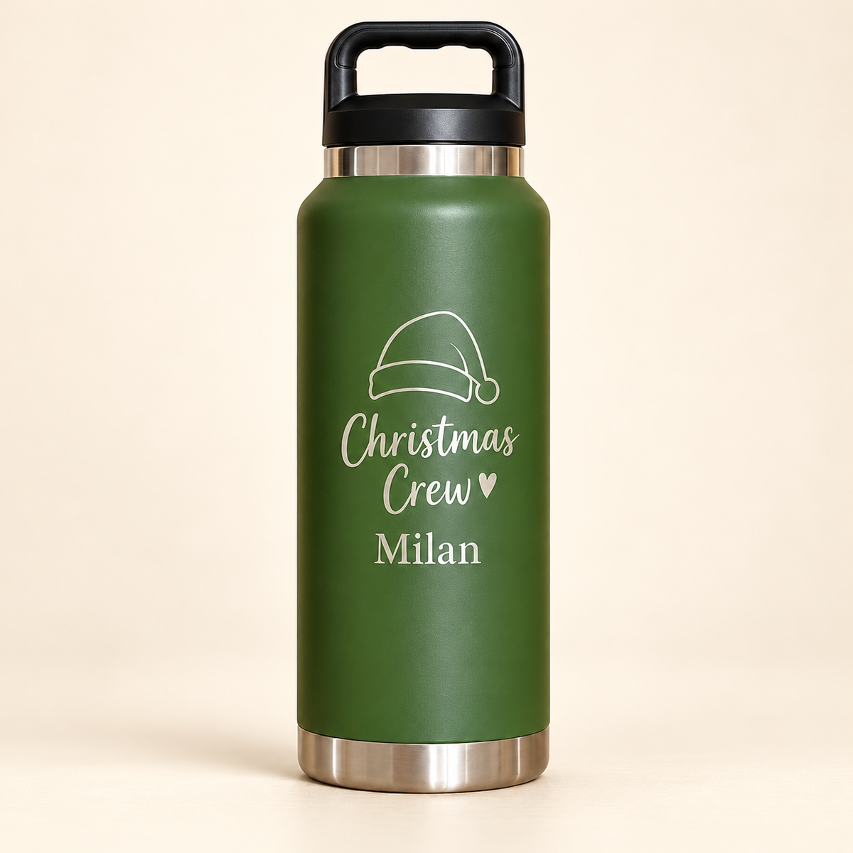 Neutraal hoofdbeeld van kerstwaterfles met naam – 1,1 liter
