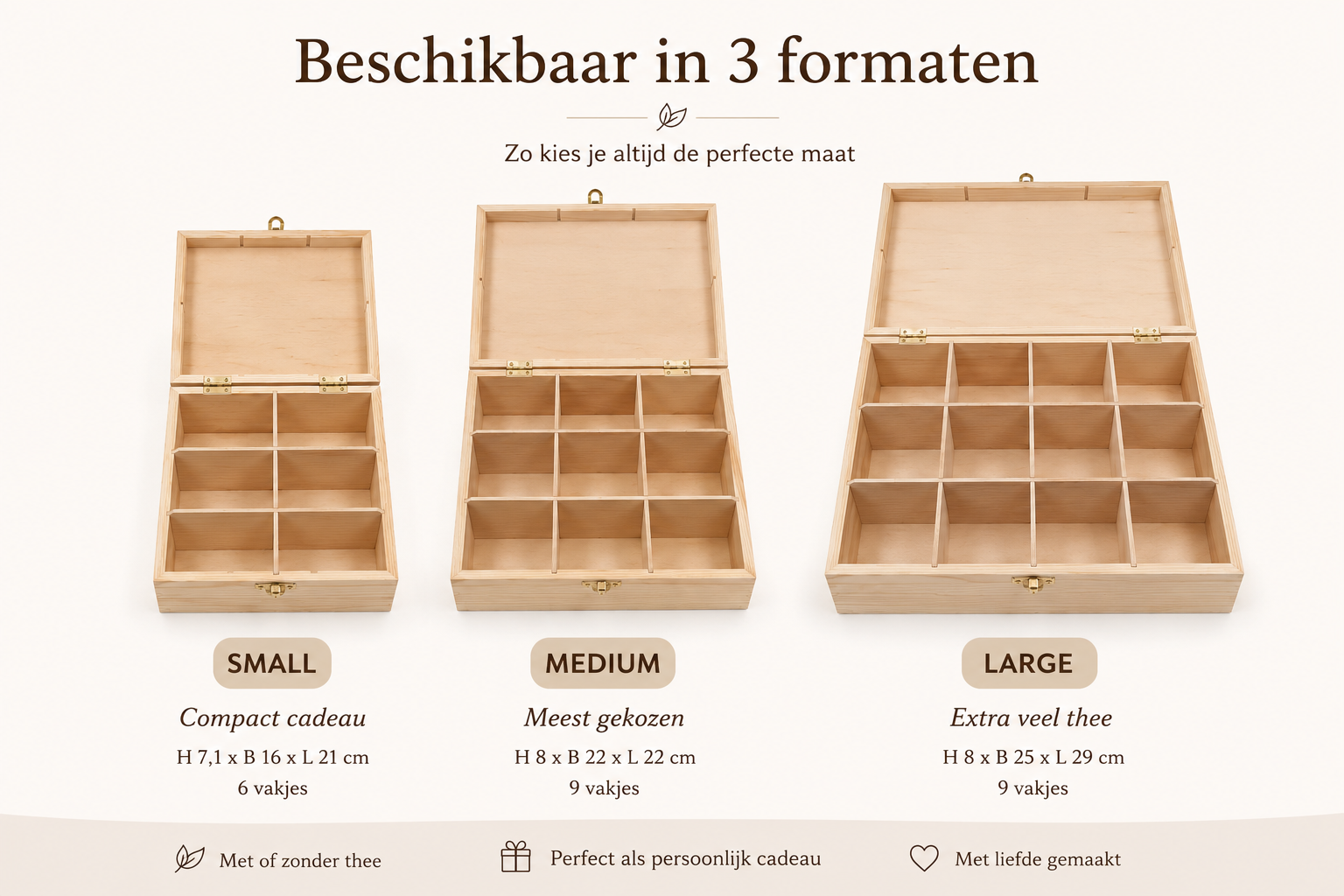 Gepersonaliseerde Houten Theedoos met Gravure – Verkrijgbaar met of zonder Thee
