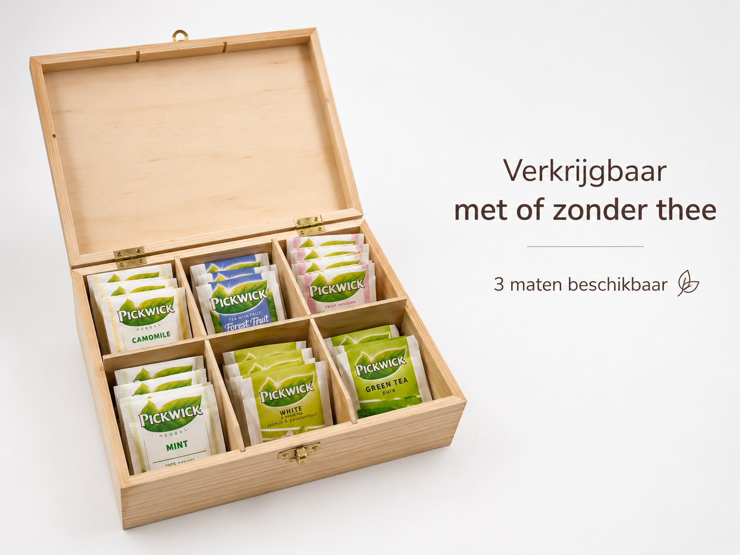Gepersonaliseerde Houten Theedoos met Gravure – Verkrijgbaar met of zonder Thee