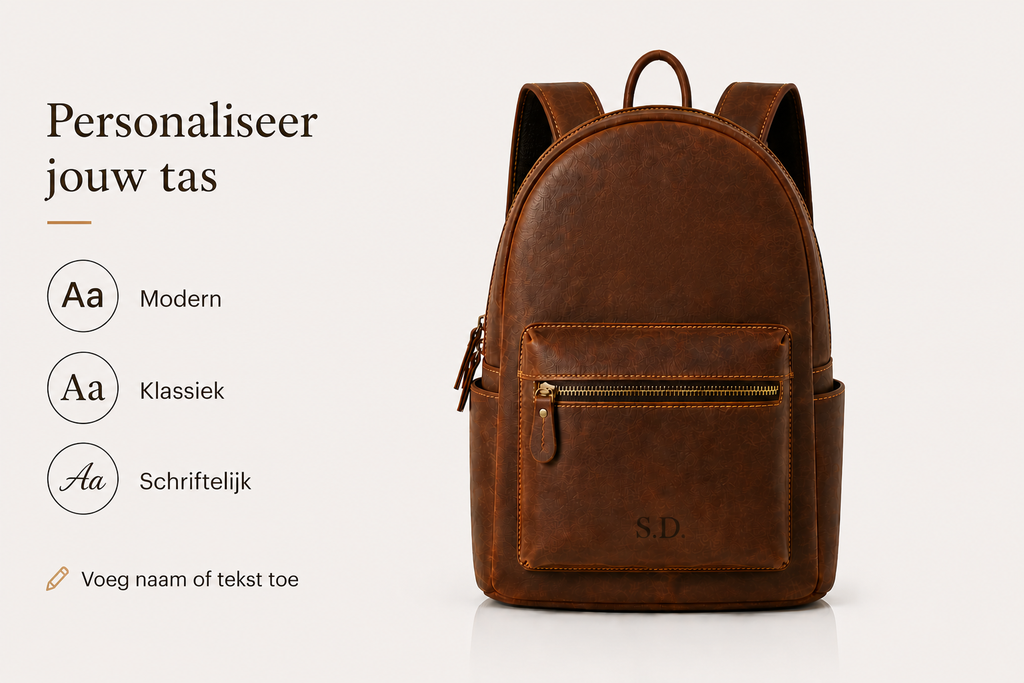 Leren Rugzakje met Naam – Compact & Tijdloos Design