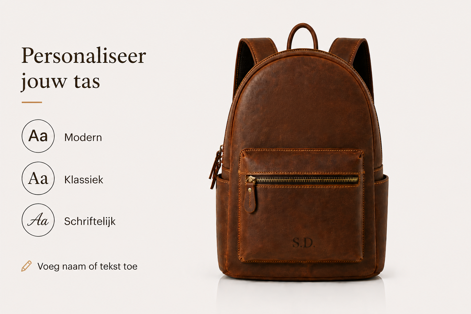Leren Rugzakje met Naam – Compact & Tijdloos Design