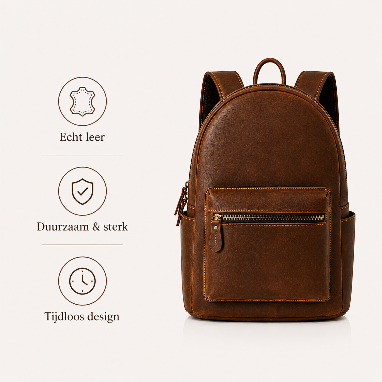 Leren Rugzakje met Naam – Compact & Tijdloos Design