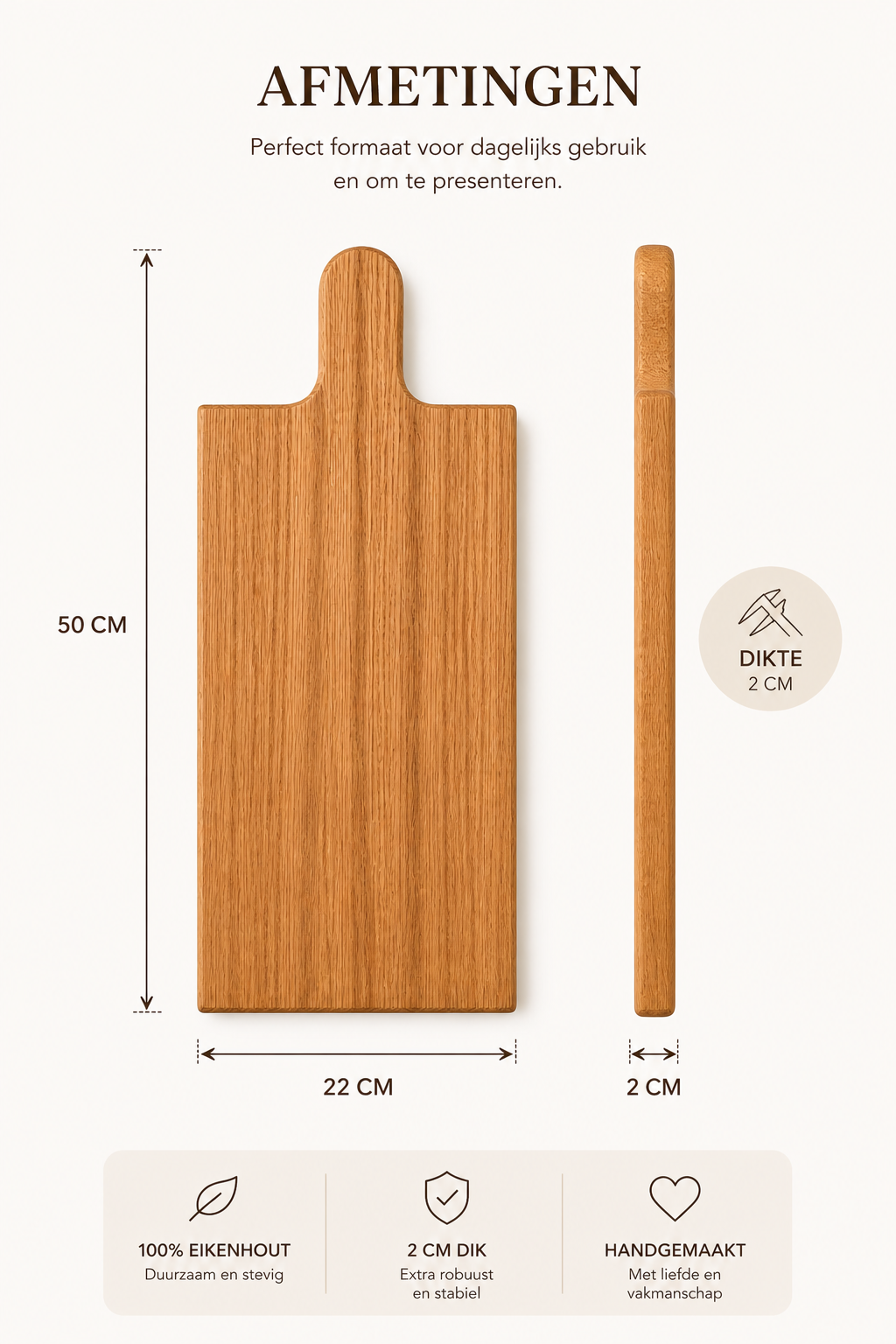 Eiken Serveerplank met Persoonlijke Gravering – Moeder & Kind