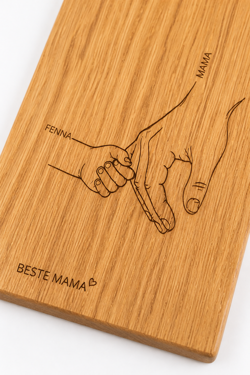 Eiken Serveerplank met Persoonlijke Gravering – Moeder & Kind