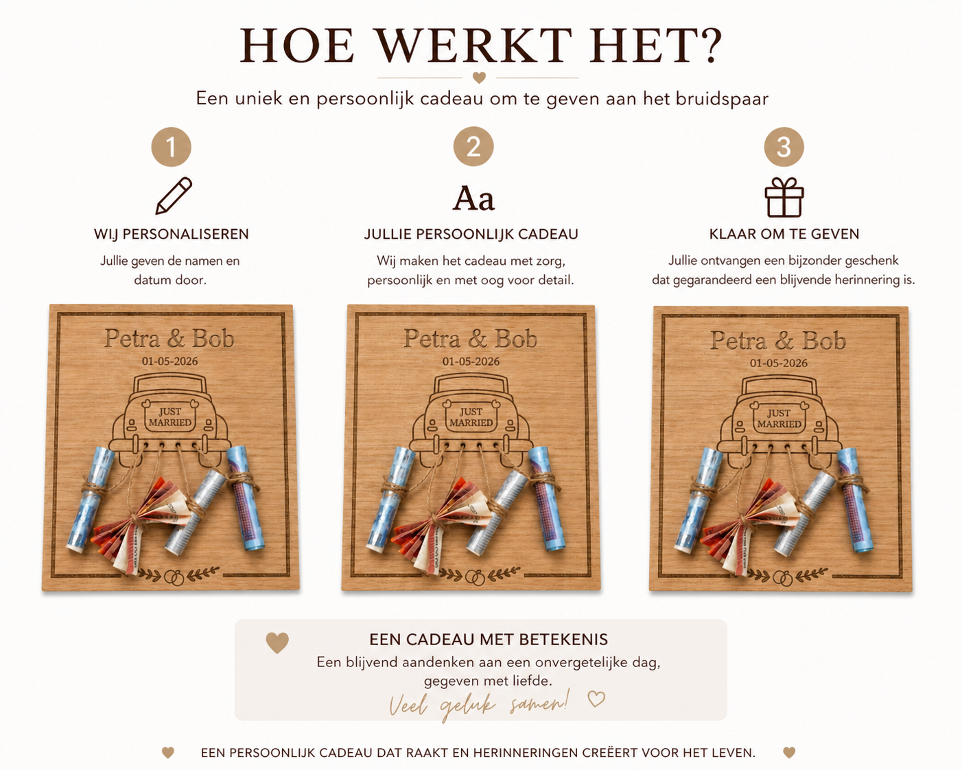 Gepersonaliseerd Huwelijkscadeau van Hout