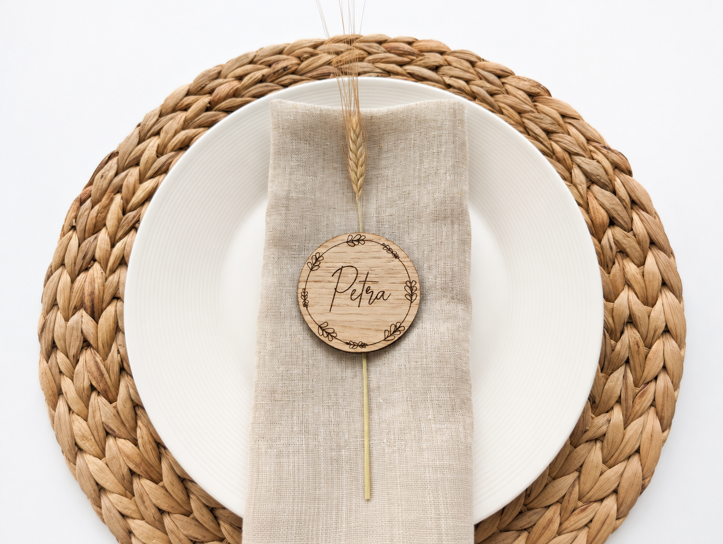Gepersonaliseerde Houten Naamkaartjes voor Bruiloft – Eiken Fineer - 3 ontwerpen