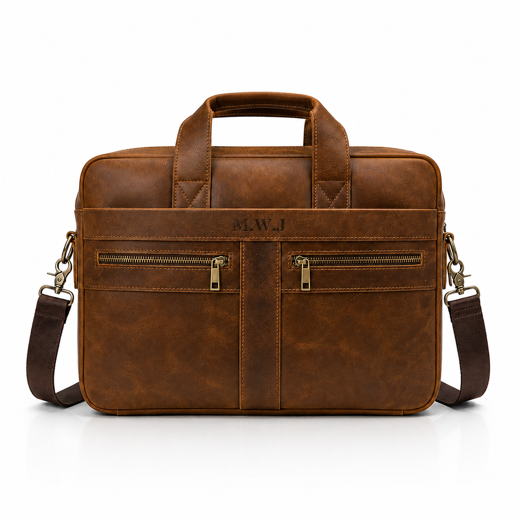 Leren Business Tas – Met Naam of Initialen