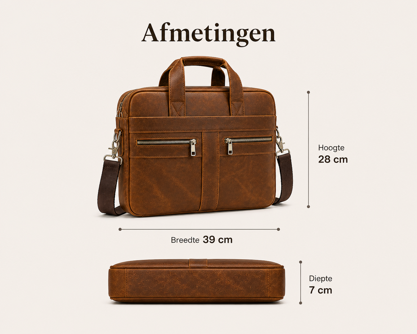 Leren Business Tas – Met Naam of Initialen