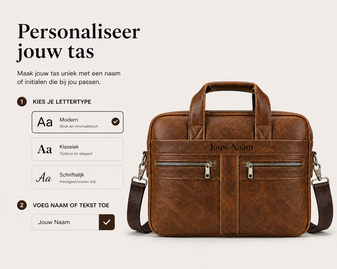 Leren Business Tas – Met Naam of Initialen