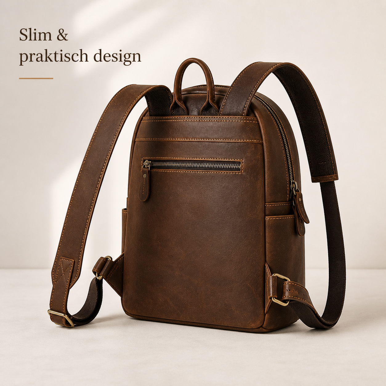 Leren Rugzakje met Naam – Compact & Tijdloos Design
