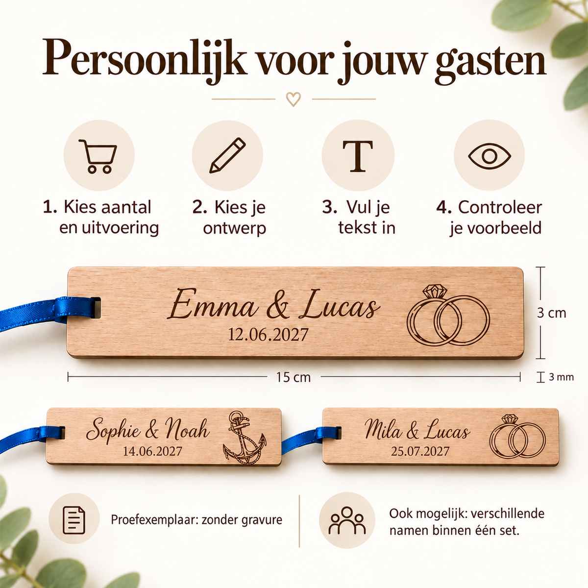 Houten boekenleggers met persoonlijke gravure — Zo werkt personaliseren en controleren