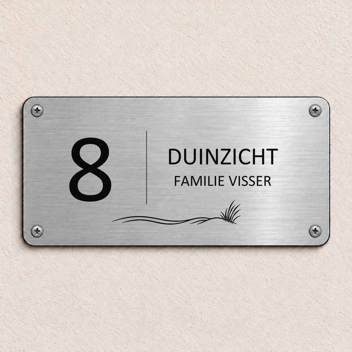 Huisnummerbord met huisnaam – Duin en zee