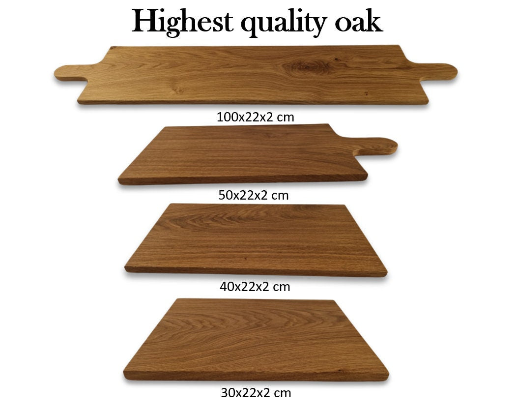 Afmetingen van de vier eiken planken: alle 22 cm breed
