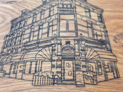 Eiken serveerplank met tekening van je bedrijfspand – 3