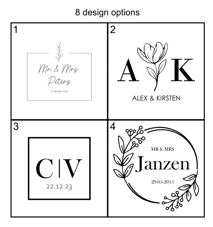 Houten wijnkist met namen en trouwdatum – ontwerpkeuzes