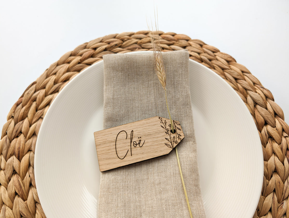 Eiken naamlabels voor kerstdiner en feest – origineel product- en uitvoeringsvoorbeeld 3