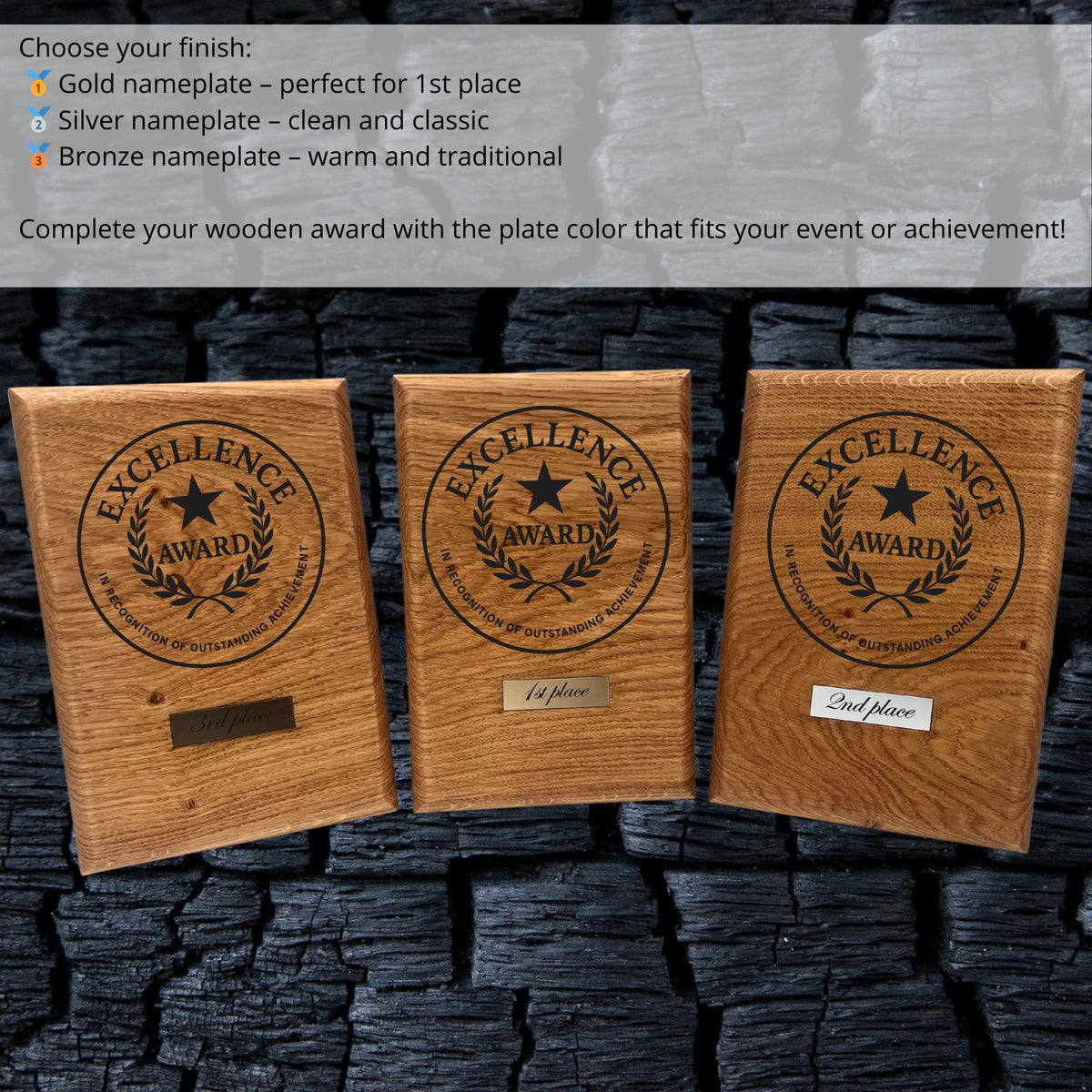 Eikenhouten award met gravure en naamplaatje – 2