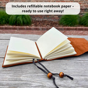 Leren notitieboek met veter en naam – 5
