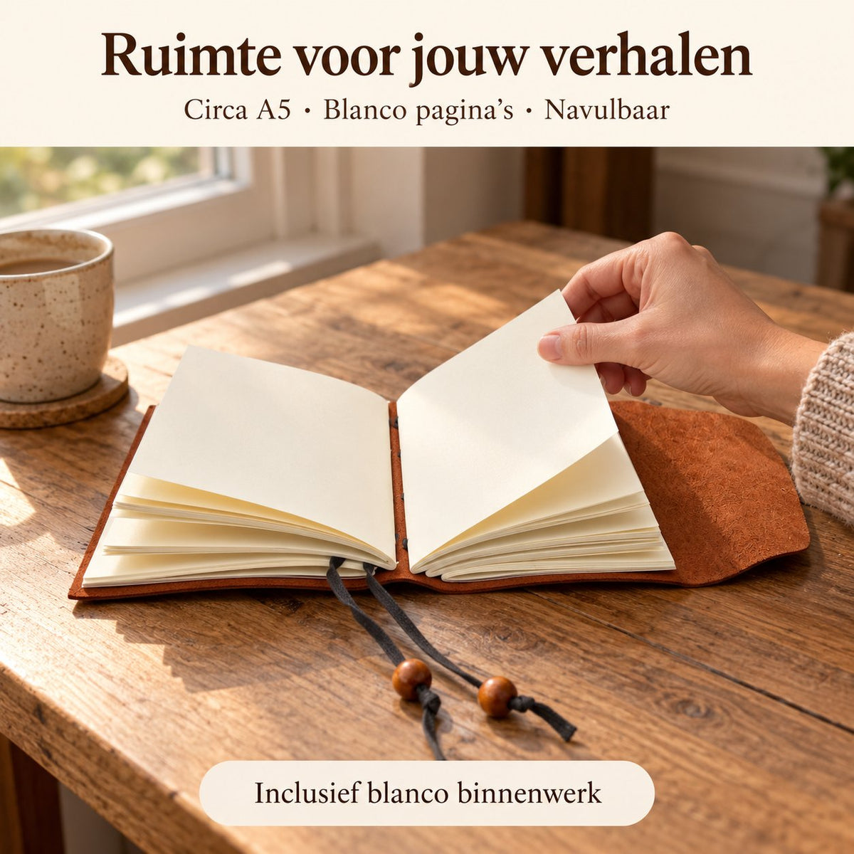 Navulbaar notitieboek met blanco binnenwerk, circa A5