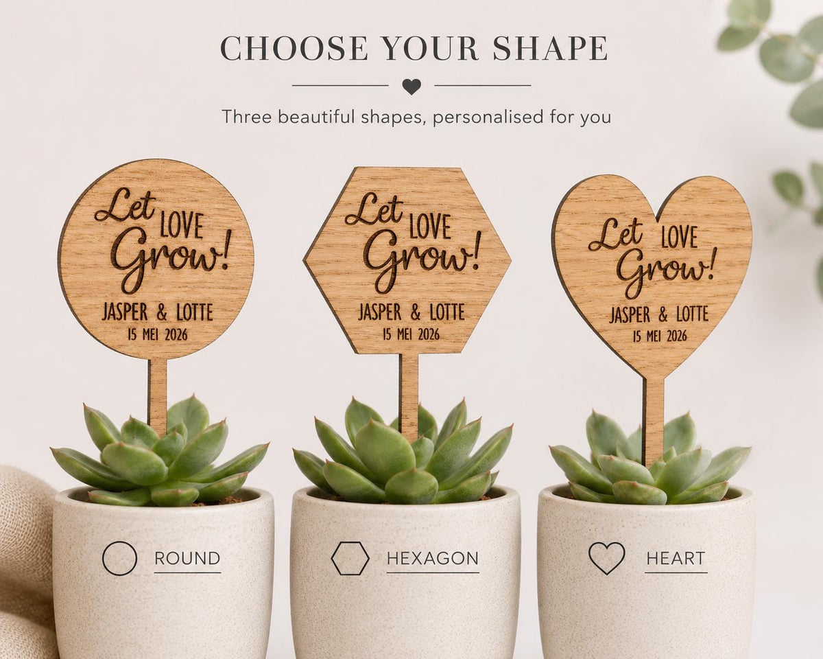 Houten plantenstekers voor je bruiloft – Let Love Grow – product- en uitvoeringsvoorbeeld 3