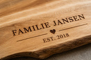 Familieborrelplank met naam of eigen ontwerp – 60 cm – uitvoering en ontwerpvoorbeeld 2