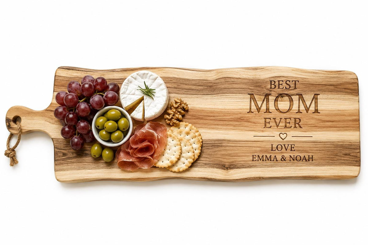Borrelplank voor mama met persoonlijke gravure – 60 cm – product en originele gravure