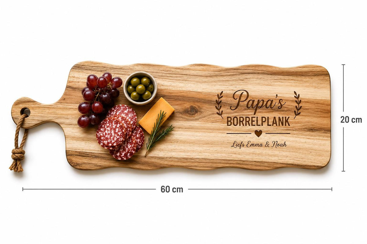 Borrelplank voor papa met persoonlijke gravure – 60 cm – uitvoering en ontwerpvoorbeeld 4