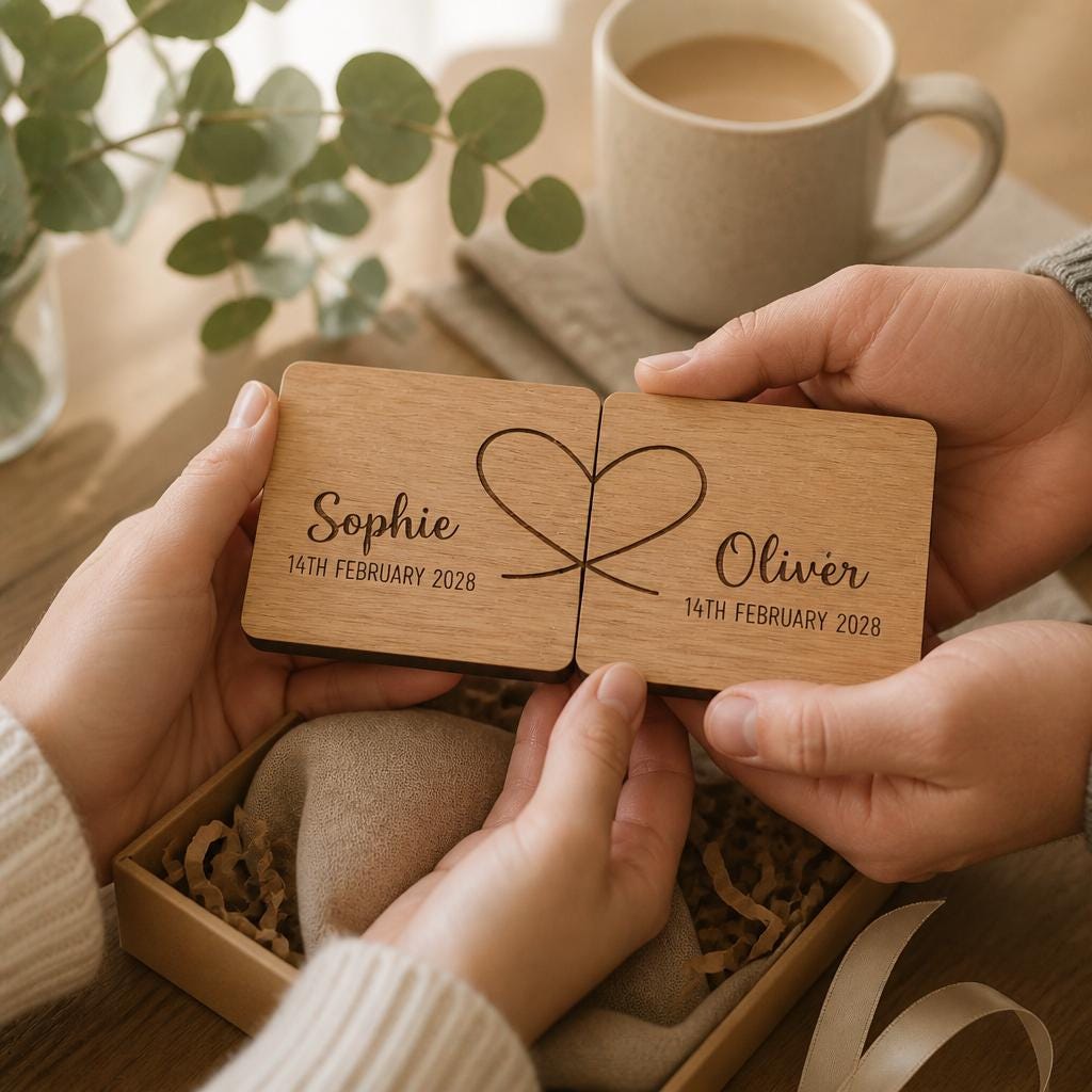 Eiken onderzetters voor koppels – set van 2 – origineel product- en uitvoeringsvoorbeeld 3