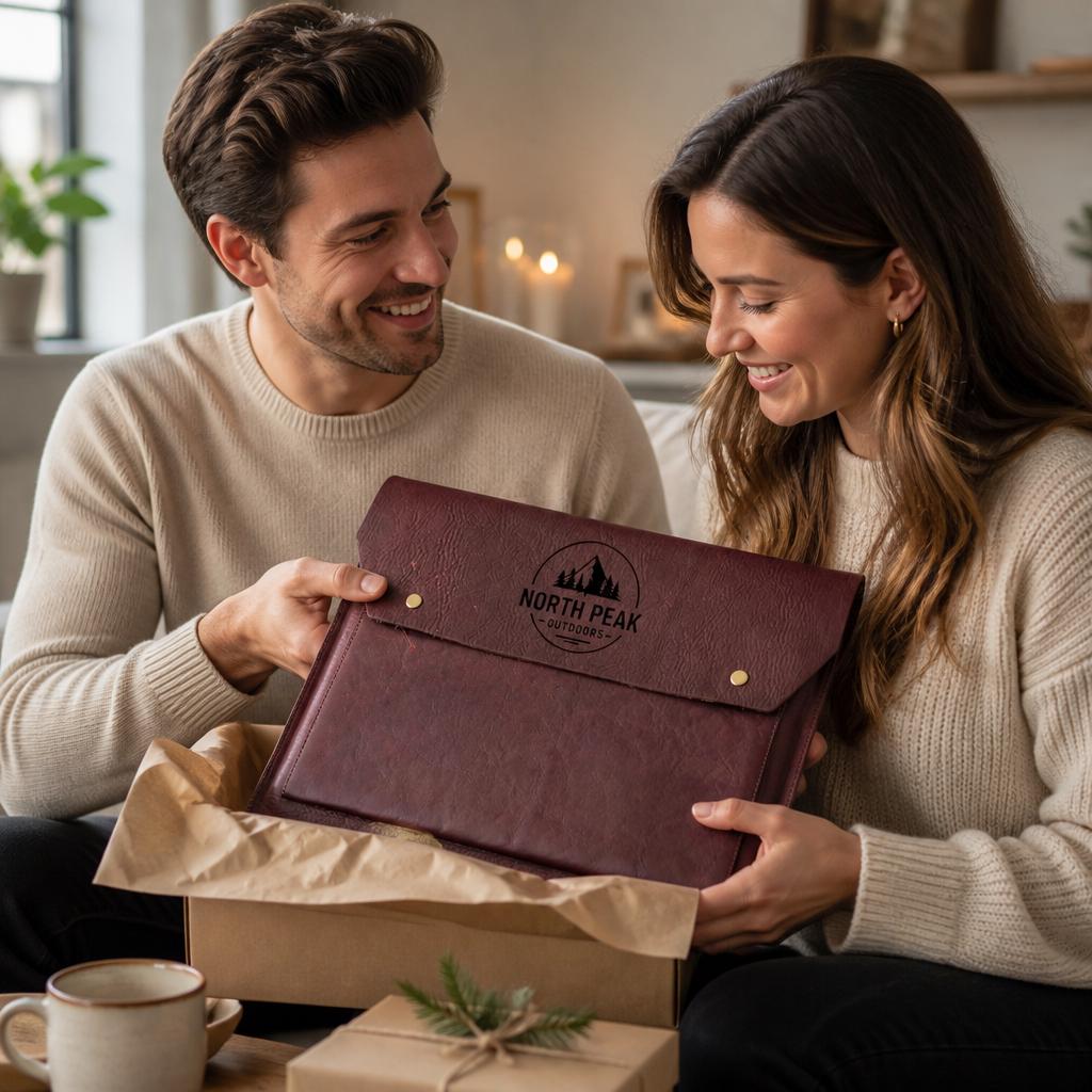 Leren laptophoes met naam of bedrijfslogo – 3