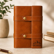 Compact leren notitieboek met naam of logo – 1