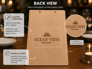 Houten menuhouder met logo en tekst – 4