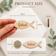 Houten vis naamkaartjes voor doop en communie – product- en ontwerpvoorbeeld 5