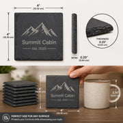 Leisteen onderzetters met logo – set van 6 – 4