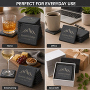 Leisteen onderzetters met logo – set van 6 – 6