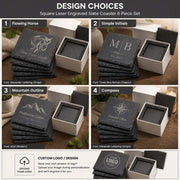Leisteen onderzetters met logo – set van 6 – 2