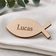 Houten vis naamkaartjes voor doop en communie – product- en ontwerpvoorbeeld 6