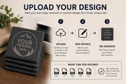Leisteen onderzetters met logo – set van 6 – 8