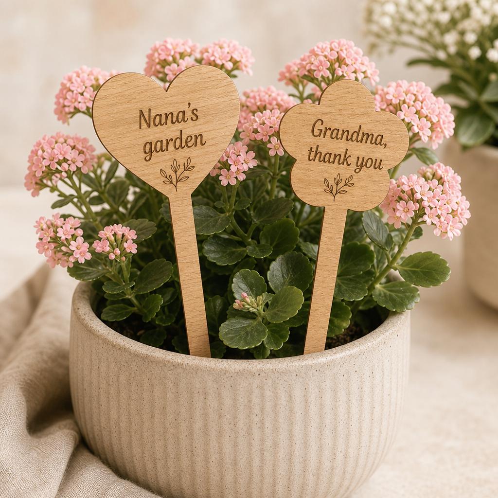 Houten plantensteker met naam voor mama of oma – productfoto 1