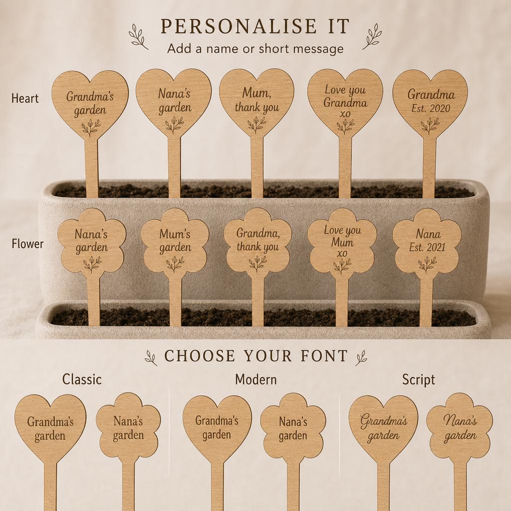 Houten plantensteker met naam voor mama of oma – productfoto 5