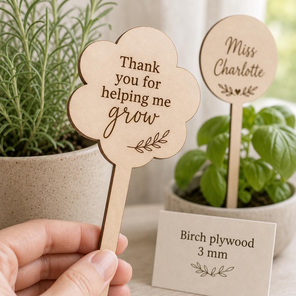 Houten plantensteker voor juf of meester – productfoto 3