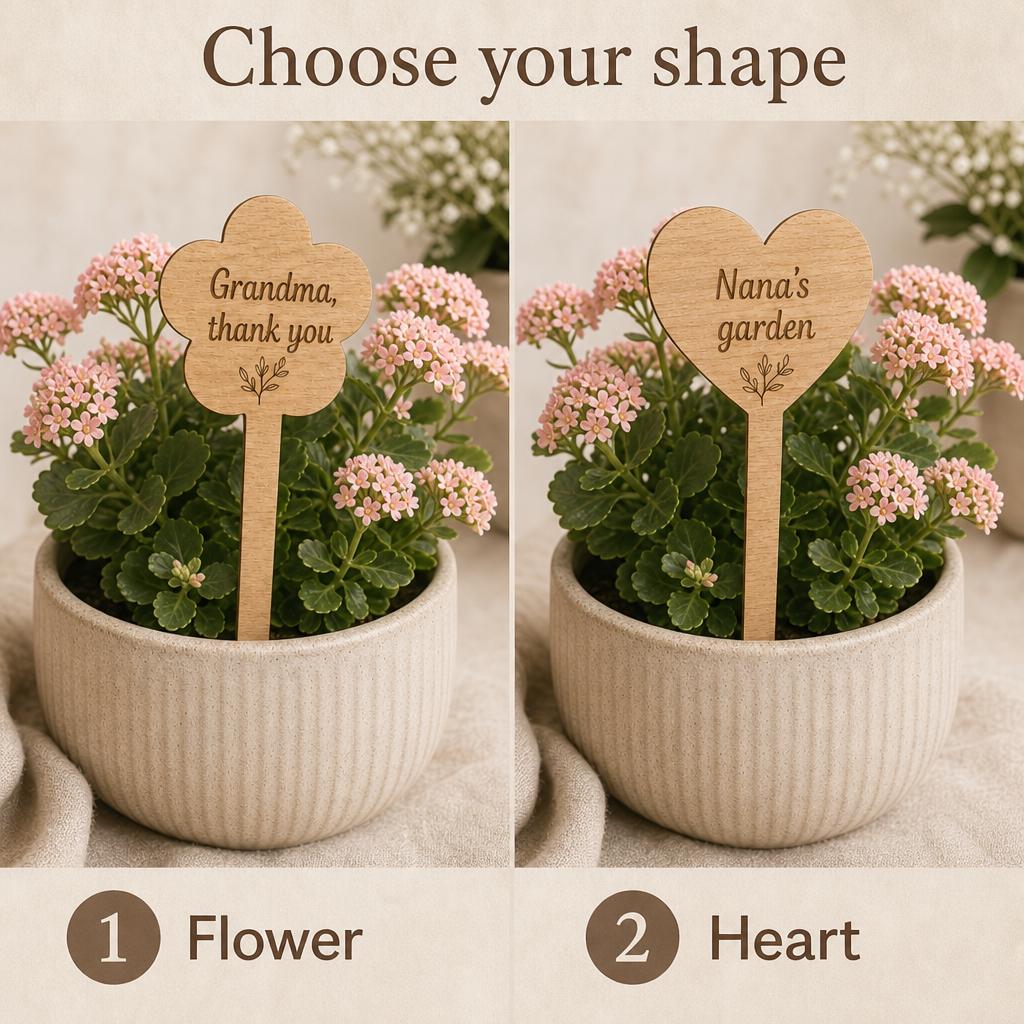 Houten plantensteker met naam voor mama of oma – productfoto 4