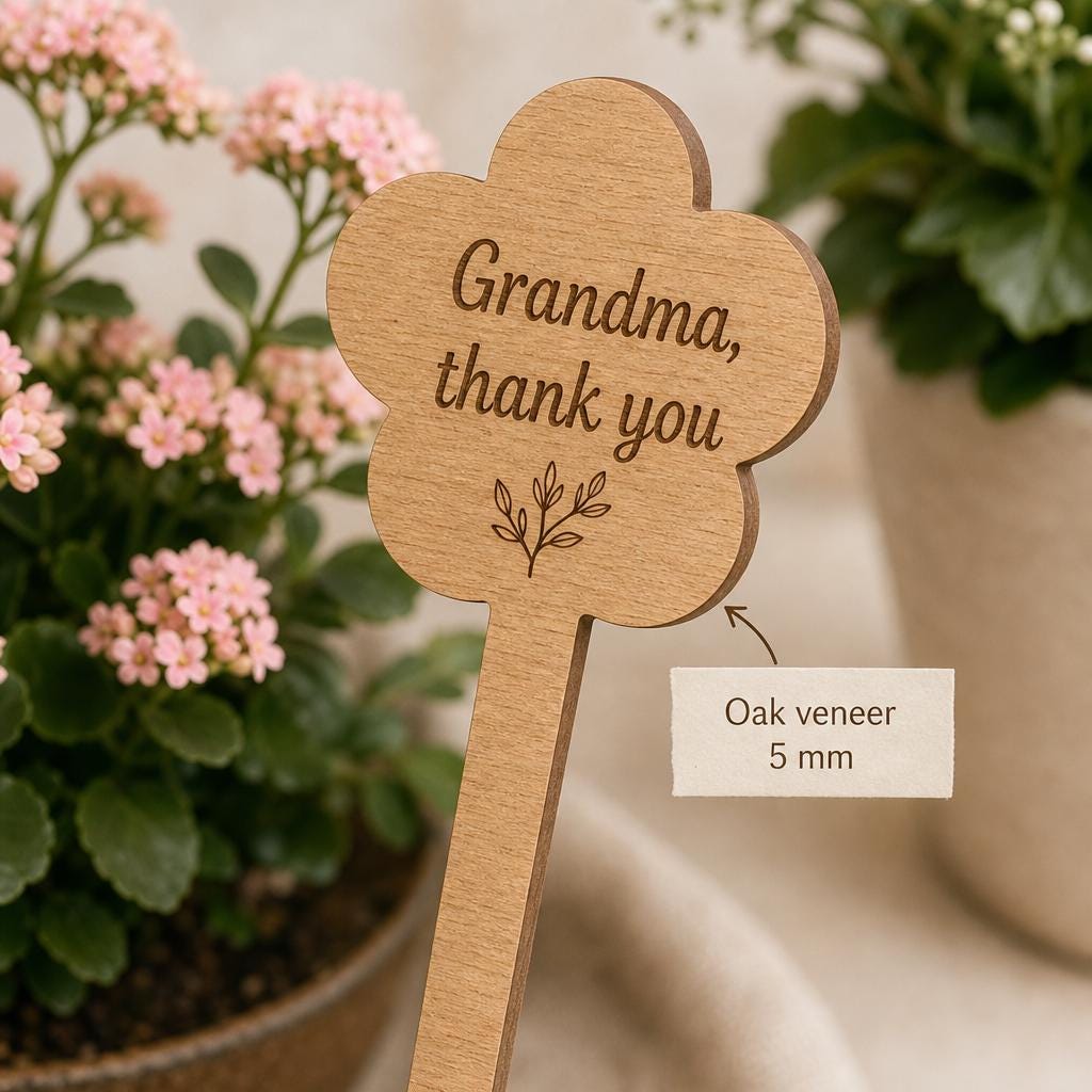 Houten plantensteker met naam voor mama of oma – productfoto 3