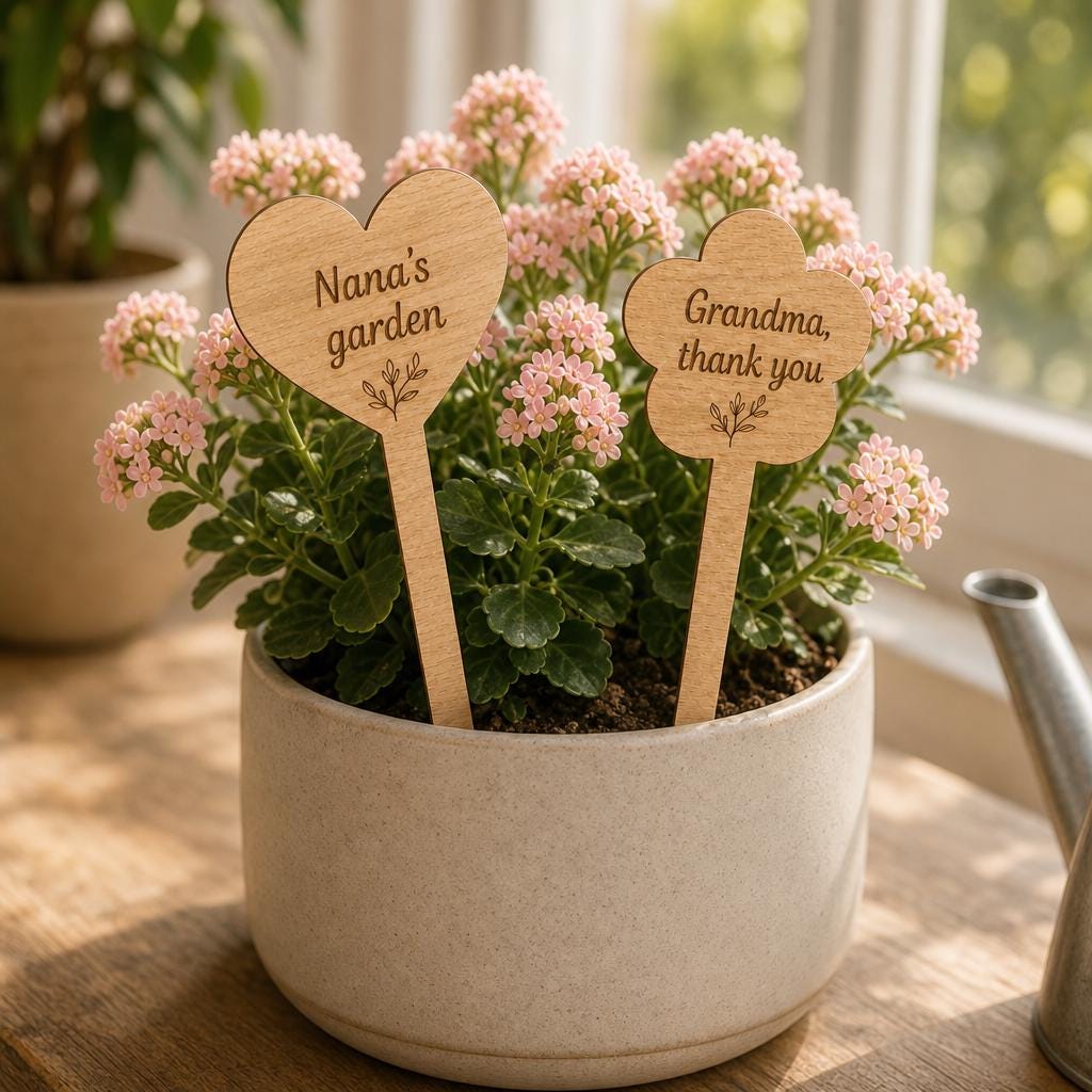Houten plantensteker met naam voor mama of oma – productfoto 2