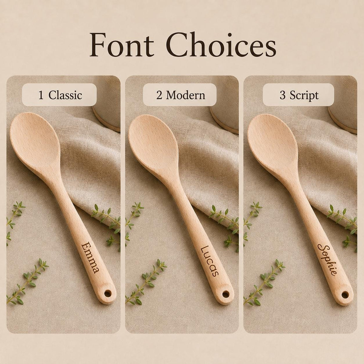 Houten kooklepel met naam op het handvat – productfoto 4