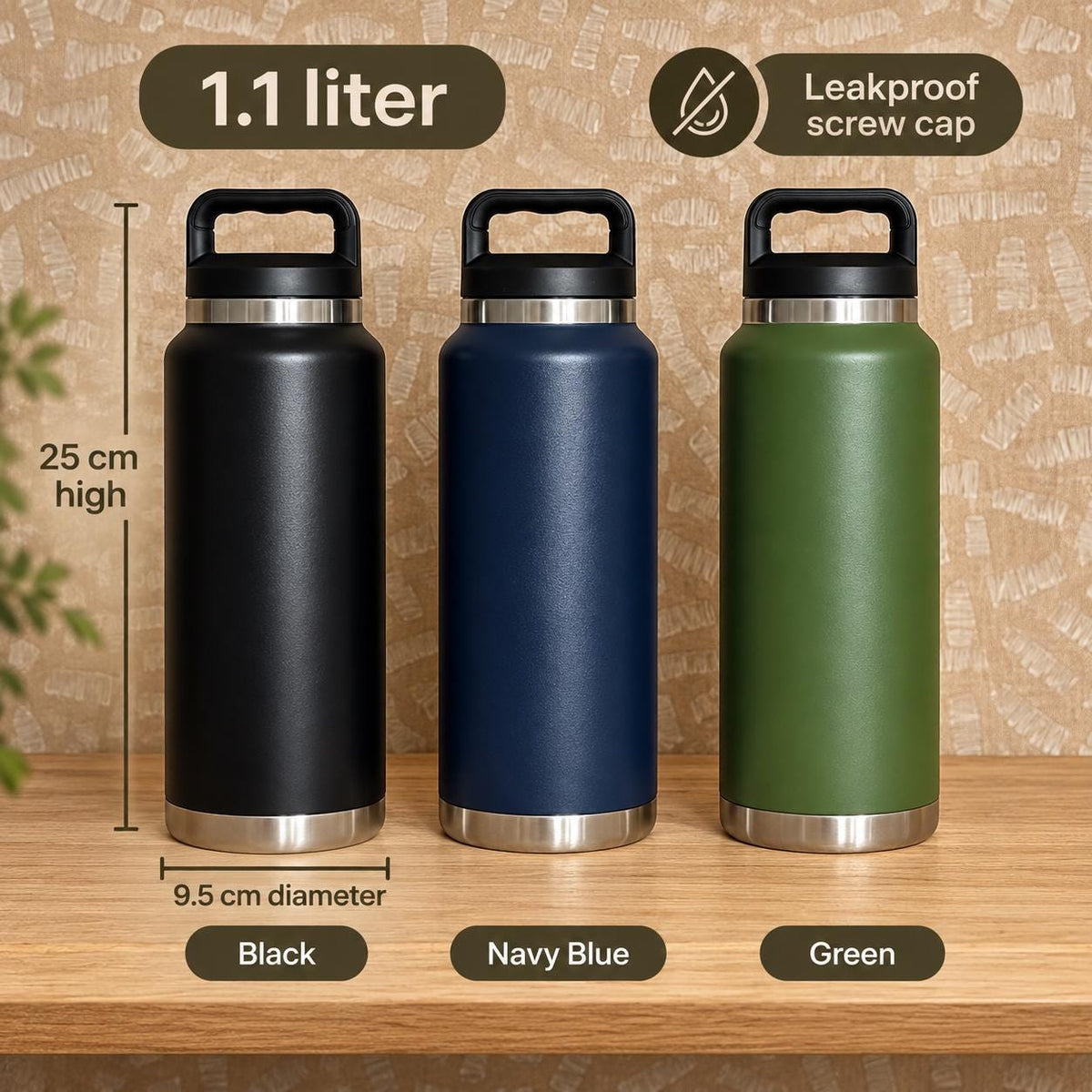 Grote waterfles voor juf of meester met naam – 1,1 liter – productfoto 3