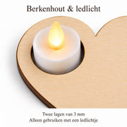 Houten hart met ledlichtje voor doop en communie – product- en ontwerpvoorbeeld 6