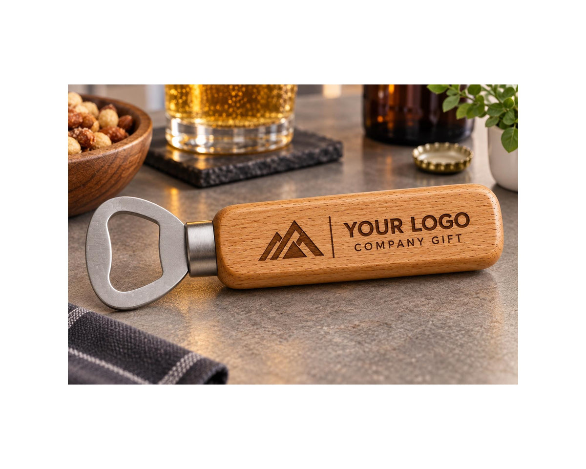 Houten flesopeners met bedrijfslogo – 1