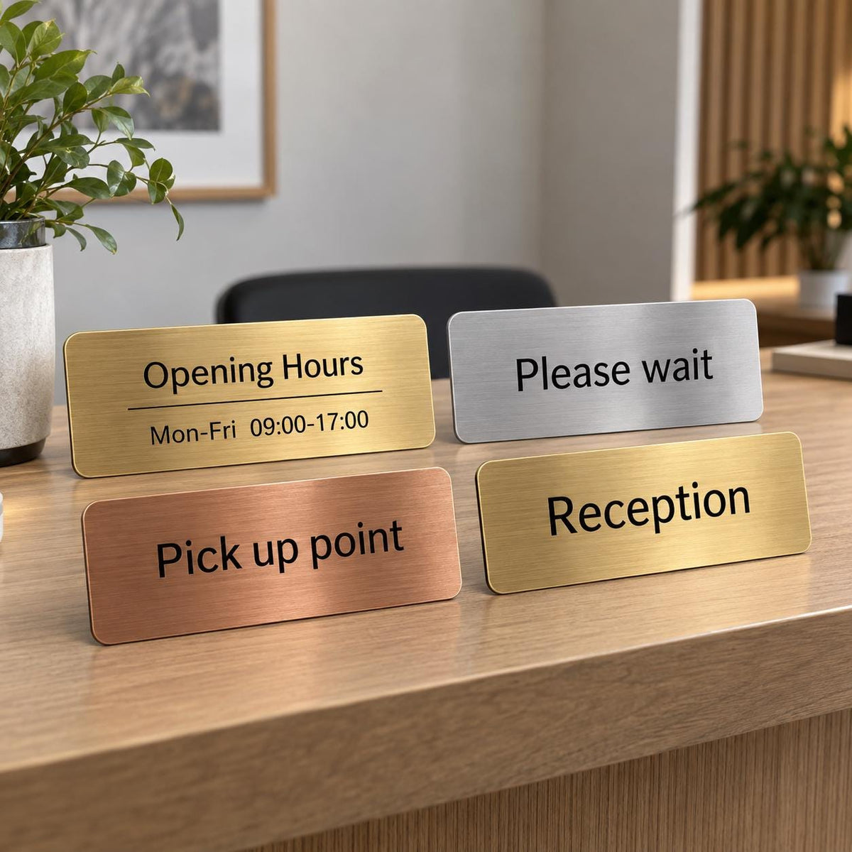 Openingstijdenbord met eigen tekst